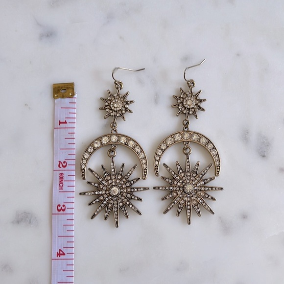 Celestial Drop Earrings w/ Moon & Star Embellishments - Picture 5 of 5